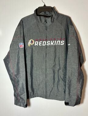 Vintage Washington Redskins Reebok Onfield Full Zip Gray Windbreaker Jacket Sz L